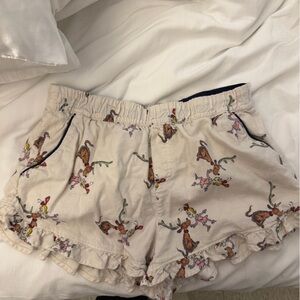 aerie Cream Floral Ruffle-Trim Pajama Shorts